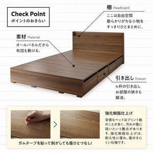 セミダブルベッド 一人暮らし マットレス付き ベッド下 収納 大容量 床下収納スペース ロー 低い 宮 棚 携帯 コンセント スマホ 充電 布団可 フラット床板 箱型