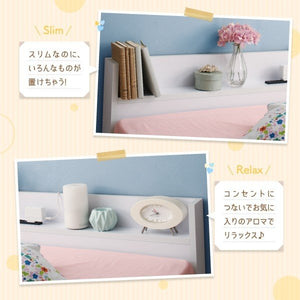 セミダブルベッド 一人暮らし マットレス付き チェスト ベッド下 収納 引き出し 大容量 宮 棚 携帯 コンセント スマホ 充電 布団可 フラット床板 箱型 白