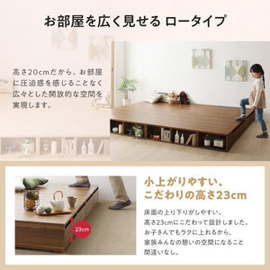 セミダブルベッド 一人暮らし フレームのみ チェスト ベッド下 収納 引き出し 大容量 ヘッドレス 布団可 フラット床板 箱型 ローベッド 低い ヴィンテージ