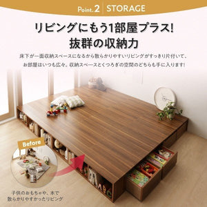 セミダブルベッド 一人暮らし フレームのみ チェスト ベッド下 収納 引き出し 大容量 ヘッドレス 布団可 フラット床板 箱型 ローベッド 低い ヴィンテージ