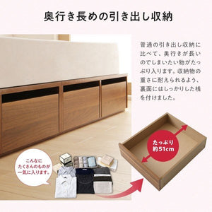セミダブルベッド 一人暮らし フレームのみ チェスト ベッド下 収納 引き出し 大容量 ヘッドレス 布団可 フラット床板 箱型 ローベッド 低い ヴィンテージ