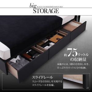 セミダブルベッド 一人暮らし マットレス付き チェスト ベッド下 収納 引き出し 大容量 宮 棚 携帯 リモコン 照明 読書 ライト 電気 コンセント スマホ 充電 黒