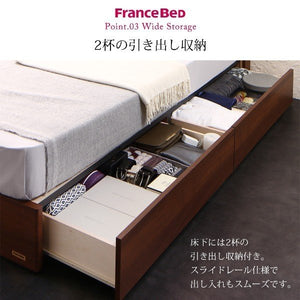 セミダブルベッド 一人暮らし フレームのみ チェスト ベッド下 収納 引き出し 大容量 宮 棚 携帯 照明 読書 ライト コンセント スマホ 充電 ヴィンテージ