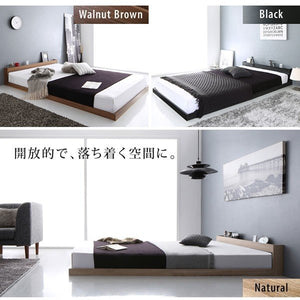 セミダブルベッド 一人暮らし マットレス付き ローベッド ロータイプ 低い 宮 棚 携帯 リモコン 収納 コンセント スマホ 充電 電気 北欧 おしゃれ アンティーク