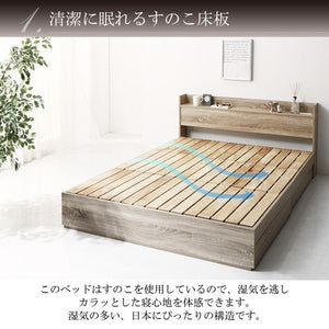 ダブルベッド 2人 フレーム チェスト 収納 引き出し 大容量 宮 棚 携帯 コンセント スマホ 充電 布団可 すのこ 通気性 カビ 北欧 おしゃれ アンティーク