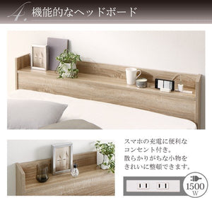 ダブルベッド 2人 フレーム チェスト 収納 引き出し 大容量 宮 棚 携帯 コンセント スマホ 充電 布団可 すのこ 通気性 カビ 北欧 おしゃれ アンティーク
