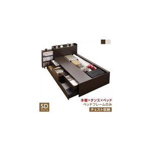 セミダブルベッド 一人暮らし SD フレームのみ チェスト ベッド下 収納 引き出し 大容量 宮 棚 携帯 リモコン コンセント スマホ 充電 電気 布団可 ヴィンテージ