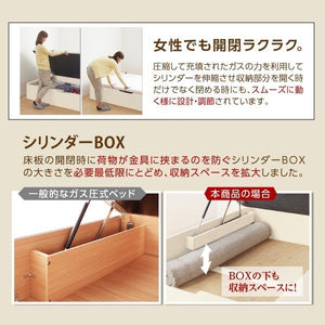 セミダブルベッド 一人暮らし マットレス付き 跳ね上げ式ベッド ガス圧 ベッド下 収納付き 大容量 宮 棚 携帯 収納 コンセント スマホ 充電 布団可 ヴィンテージ