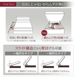 セミダブルベッド 一人暮らし SD マットレス付き 跳ね上げ式ベッド ガス圧 ベッド下 収納付き 大容量 ヘッドレス すのこ 通気性 除湿 カビ ヴィンテージ モダン