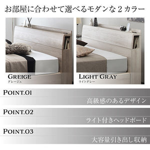 セミダブルベッド 一人暮らし マットレス付き チェスト 収納 引き出し 大容量 宮 棚 携帯 照明 ライト コンセント スマホ 充電 北欧 おしゃれ アンティーク