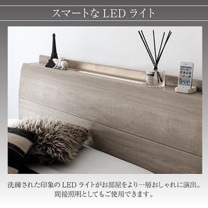 ダブルベッド 2人 マットレス付き チェスト ベッド下 収納 引き出し 大容量 宮 棚 携帯 照明 読書 ライト コンセント スマホ 充電 北欧 おしゃれ アンティーク