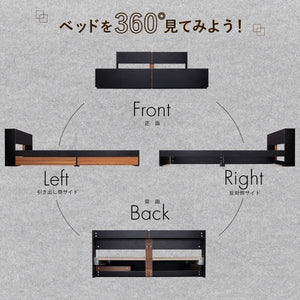 ダブルベッド 2人 マットレス付き チェストベッド ミドル ベッド下収納 引き出し 大容量 宮 棚 携帯 メガネ リモコン 収納 コンセント スマホ 充電 電気