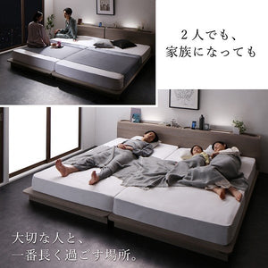 セミダブルベッド 一人暮らし フレーム ローベッド 低い 連結可 つなげる 宮 棚 携帯 収納 照明 ライト コンセント スマホ 充電 北欧 おしゃれ アンティーク