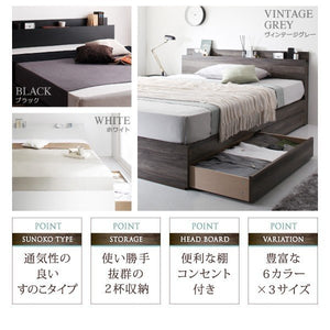 シングルベッド 一人 マットレス付 チェスト 収納 引き出し 大容量 宮 棚 携帯 コンセント スマホ 充電 布団可 すのこ 通気性 カビ 北欧 おしゃれ アンティーク