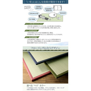 置き畳 い草ラグ 厚手 防音 い草マット 夏 ラグ ひんやり 涼しい ござ 上敷き 敷物 粘着 吸着 ずれない 国産 おしゃれ リビング 日本製 デザイン 134×134 2畳