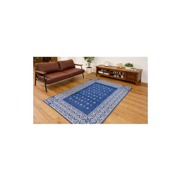 kag-55946 ラグ カーペット おしゃれ ラグマット 絨毯 北欧 安い じゅうたん 厚手 マット リビング 部屋 床 ブルー 青 約 幅130 奥行190