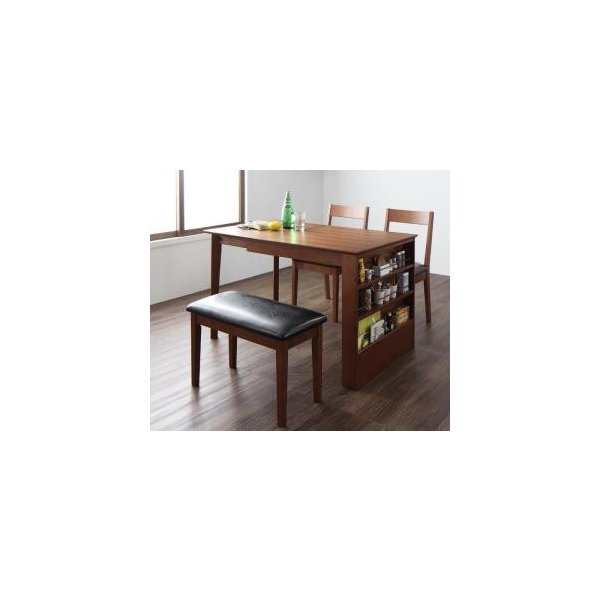 kag-5685 ダイニングテーブル ダイニングテーブルセット 4点 4人用 収納 ヴィンテージ (テーブル+椅子×2+ベンチ) ヴィンテージ茶 食卓
