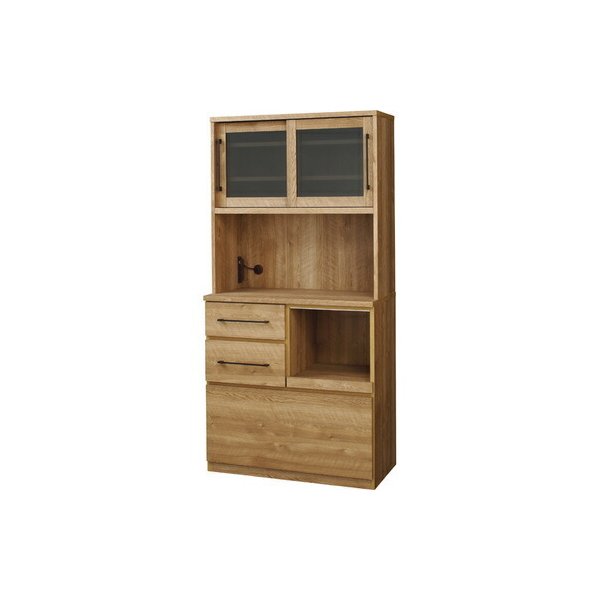 kag-57024 食器棚 収納 ラック おしゃれ 北欧 安い キッチン 棚 キッチンボード カップボード 木製 大容量 ナチュラル 約 幅90 奥行46.5 高さ184.6