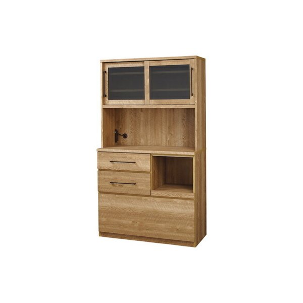 kag-57025 食器棚 収納 ラック おしゃれ 北欧 安い キッチン 棚 キッチンボード カップボード 木製 大容量 ナチュラル 約 幅105 奥行46.5 高さ184.6