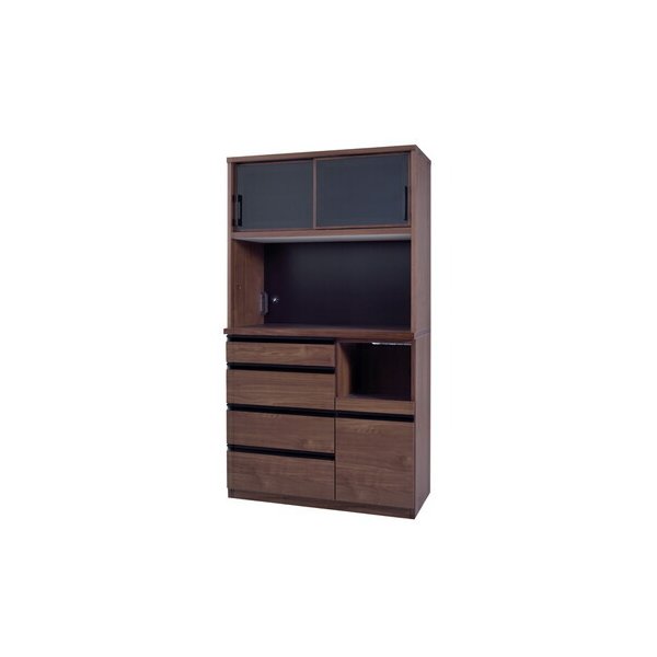 kag-57032 食器棚 収納 ラック おしゃれ 北欧 安い キッチン 棚 キッチンボード カップボード 木製 大容量 ウォールナット ブラウン 約 幅100 奥行48 高さ180