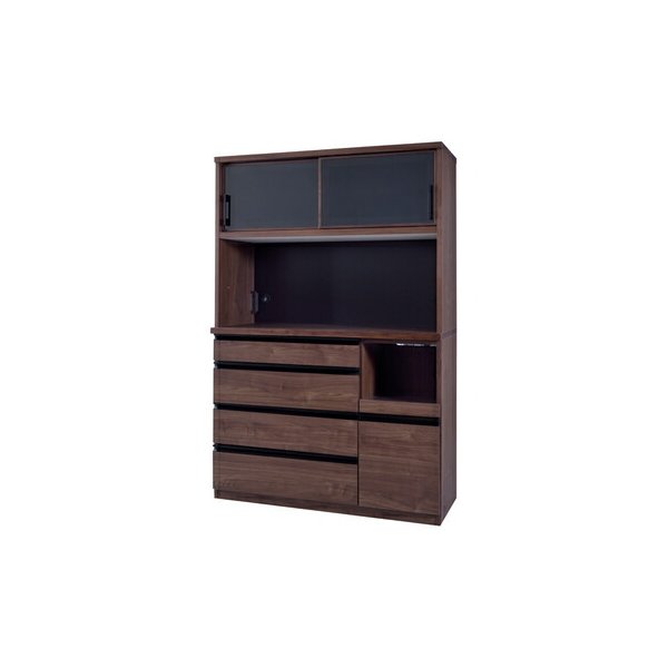 kag-57033 食器棚 収納 ラック おしゃれ 北欧 安い キッチン 棚 キッチンボード カップボード 木製 大容量 ウォールナット ブラウン 約 幅120 奥行48 高さ180