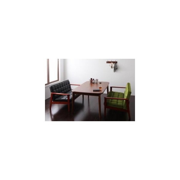 kag-5852 ダイニングテーブル ダイニングテーブルセット 3点 4人用 Cタイプ (幅160cm+2Pソファ×2) Mグリーン 緑 食卓テーブル 椅子