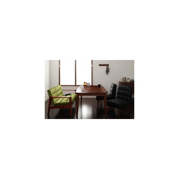 kag-5854 ダイニングテーブル ダイニングテーブルセット 4点 4人用 Eタイプ (幅160cm+2Pソファ+椅子×2) Mグリーン 緑 食卓テーブル