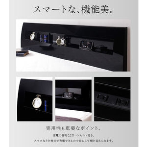 ベッド シングル ローベッド 低い 高級 棚 スマホ リモコン ラック 宮付き コンセント 充電 すのこ フレーム おしゃれ 脚付き 鏡面 PポケットCマットレス付
