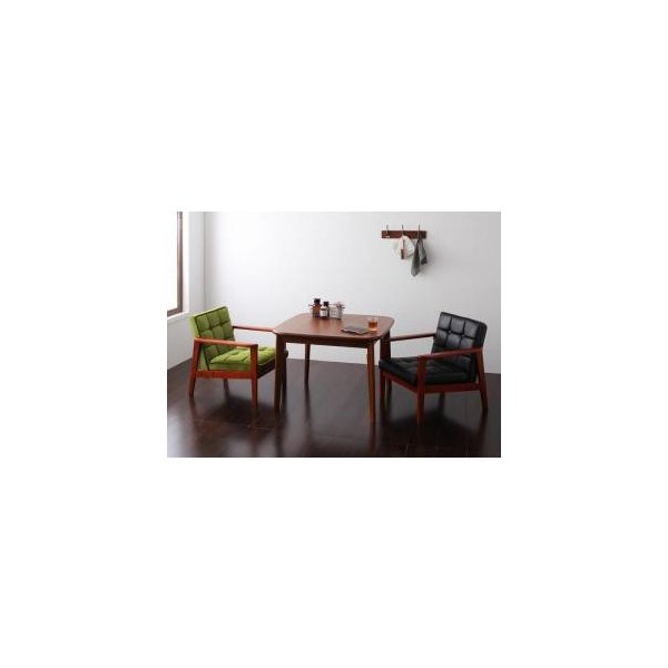 kag-6178 ダイニングテーブル ダイニングテーブルセット 3点 2人用 Bタイプ (幅90cm+1Pソファ×2) Mグリーン 緑×Bブラック 黒 食卓