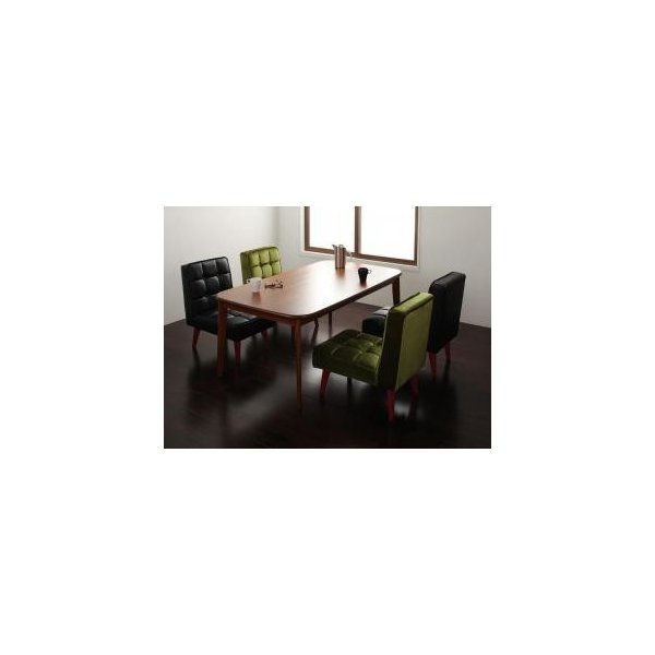 kag-6279 ダイニングテーブル ダイニングテーブルセット 5点 4人用 Hタイプ (幅160cm+椅子×4) Mグリーン 緑×Bブラック 黒 食卓