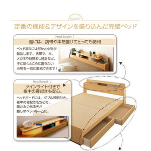 シングル ベッド チェスト 下収納 引き出し 大容量 宮 棚 携帯 スマホ メガネ リモコン ラック ライト 読書 収納 おしゃれ モダン 照明 ボンネルCマットレス付