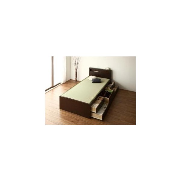 kag-8408 シングル ベッド チェスト 下収納 引き出し 大容量 宮 棚 スマホ メガネ リモコン ラック コンセント 充電 畳 おしゃれ モダン アジアン 組立付 中国畳 柵無