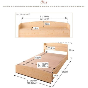 セミダブル ベッド チェスト 下収納 引き出し 大容量 カントリー 宮 棚 スマホ ラック コンセント 充電 収納 フレーム 国産カバーポケットCマットレス付