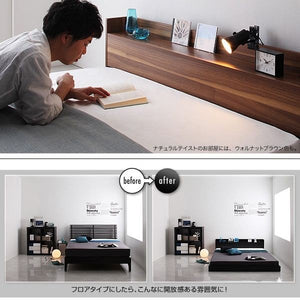 ベッド セミダブル ローベッド ロータイプ 低い フロアベッド 棚 ラック 宮付き 枕元 携帯 スマホ メガネ リモコン コンセント 充電 フレーム おしゃれ モダン